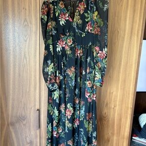 Mango Long Sleeve V-Neck Dress